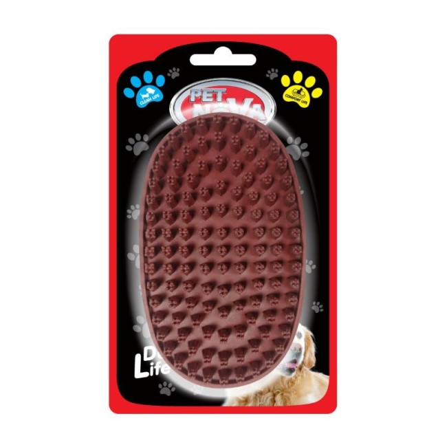 PET NOVA mājdzīvnieku gumijots vannas šepetis 13x8cm