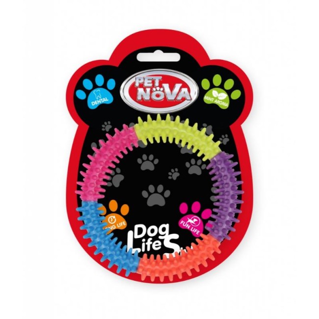 PET NOVA DENTAL krāsains ērkšķains mīksts riņķis 12.5cm 2gab