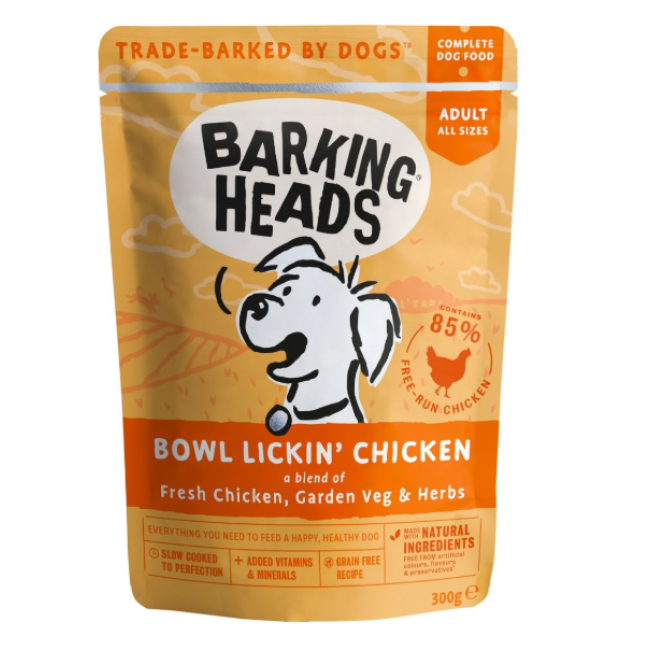 BARKING HEADS Bowl Lickin' Chicken konservai šunims su vištiena 300g 10vnt