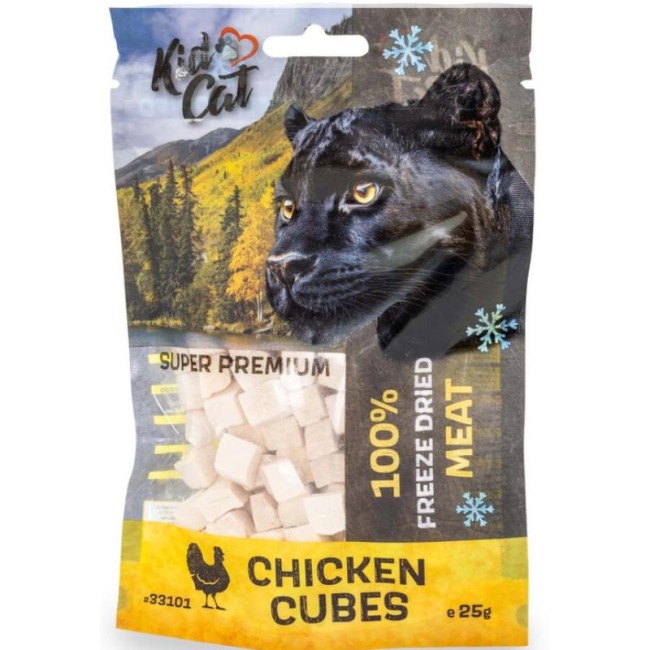 KIDCAT 100% liofilizēti vistas gaļas kubiņi kaķiem, 25 g