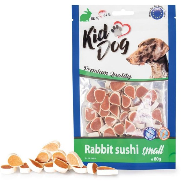 KIDDOG Sushi gardums suņiem ar truša gaļu un mencu, 80 g