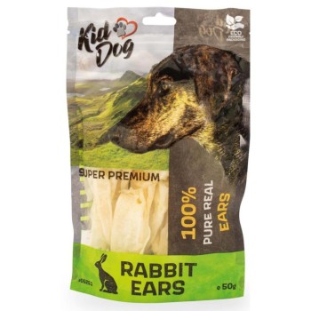 KIDDOG 100% dabīgas truša ausis suņiem, 50 g