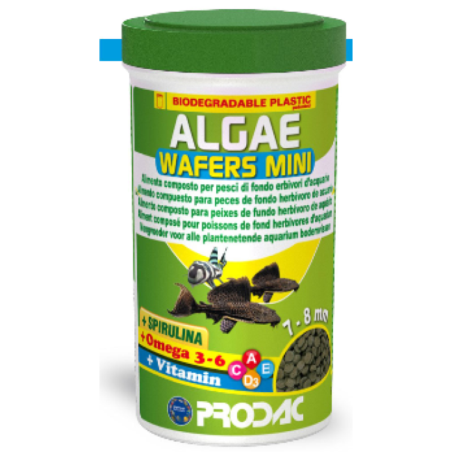 PRODAC ALGAE WAFERS MINI augu plāksnītes zivīm 7-8mm 100ml 50g