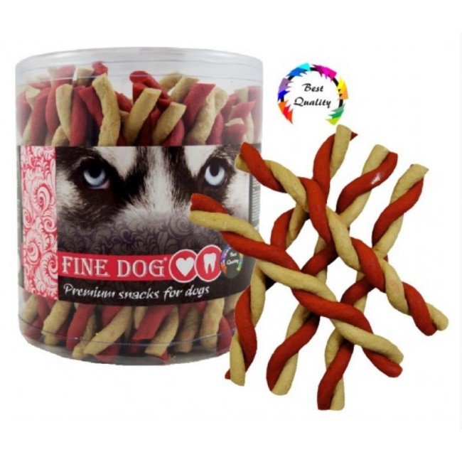 FINE DOG Jerky nūjiņas ar vaniļas un liellopa gaļas garšu, 12,5 cm, 50 gab.