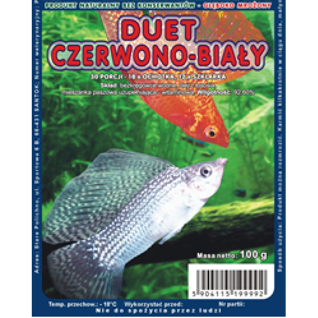 AKWEN Šaldytas pašaras žuvims DUET (raudonos ir baltos lervos) 100g