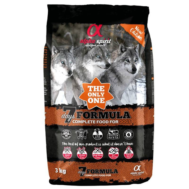 ALPHA SPIRIT 7 DAYS visaptveroša sausā barība suņiem 3kg