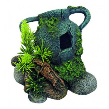AMTRA melna dekorācija amfora ar zeltu 13.7x12x10.5cm