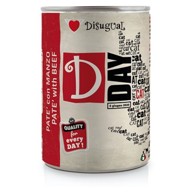DISUGUAL D-DAY paštetas katėms su jautiena 400g 6vnt
