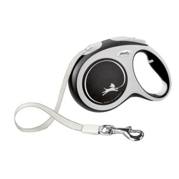 FLEXI Comfort Tape baltas/juodas pavadėlis M-5m iki 25kg