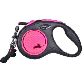 FLEXI New Neon Tape rožinis pavadėlis S-5m iki 15kg