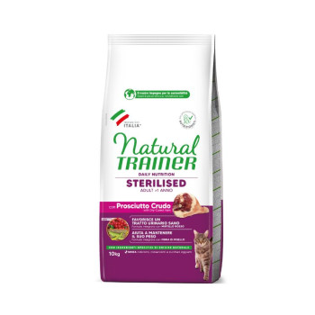 NATURAL TRAINER Cat adult Sterilised HAM su vytintu kumpiu 10kg