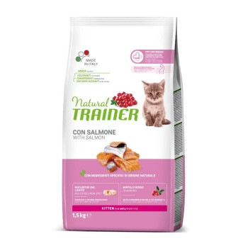 NATURAL TRAINER Cat Kitten Salmon kačiukams su lašiša 1.5kg (6)
