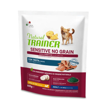 NT ADULT DOG SENSITIVE NO GRAIN Mini TROUT upėtakis 800g