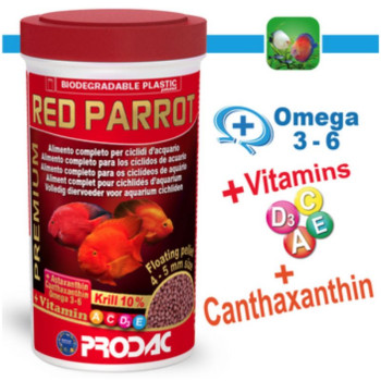 PRODAC RED PARROT granulės raudonoms žuvims 250ml 110g