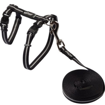 ROGZ atšvaitinės petnešos ir pavadėlis katei (juoda)