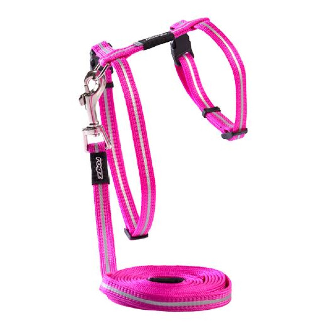 ROGZ atšvaitinės petnešos ir pavadėlis katei (rožinė)