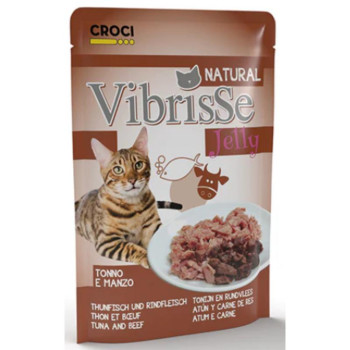VIBRISSE kons. katėms tunas su jautiena želatinoje 70g 18vnt