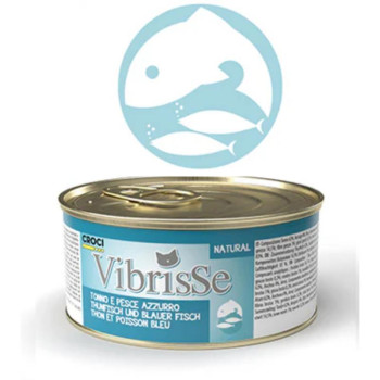 VIBRISSE konservai katėms su tunu ir melsvažuvėm 70g 12vnt (24)