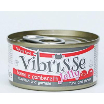VIBRISSE konservai katėms su tunu ir krevetėmis drebučiuose 70g 12vnt (24)