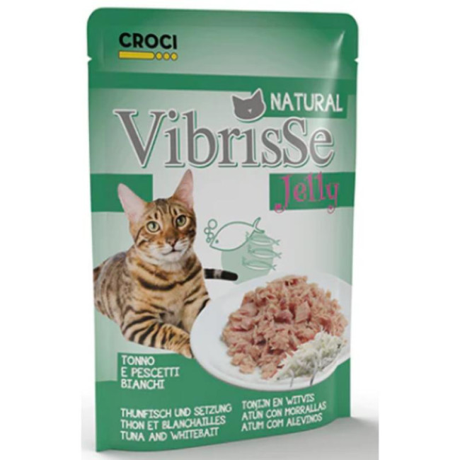 VIBRISSE konservai katėms su tunu ir mailiumi želatine 70g 18vnt