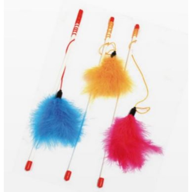 CROCI Žaislas katei lazdelė su plunksnomis 46.5cm 3vnt