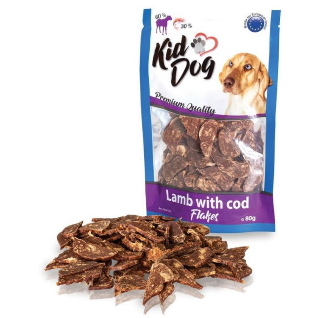 KIDDOG Flakes liellopa+makreles šķēlītes 80g (150)
