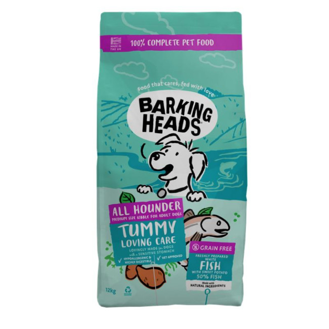 BARKING HEADS Tummy Lovin Care Fish šunims su žuvimi 12kg