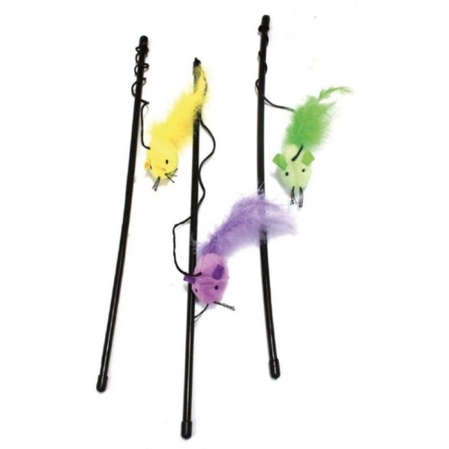 CROCI Color Mouse lazdelė katėms su pele 45cm 3vnt (6)