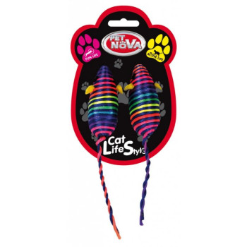PET NOVA žaislas katėms spalvotos palytės 2x7cm 3pak.