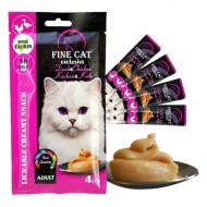 FINE CAT Krēmveida našķis kaķiem ar liellopu un vistas gaļu 4x15g (24)
