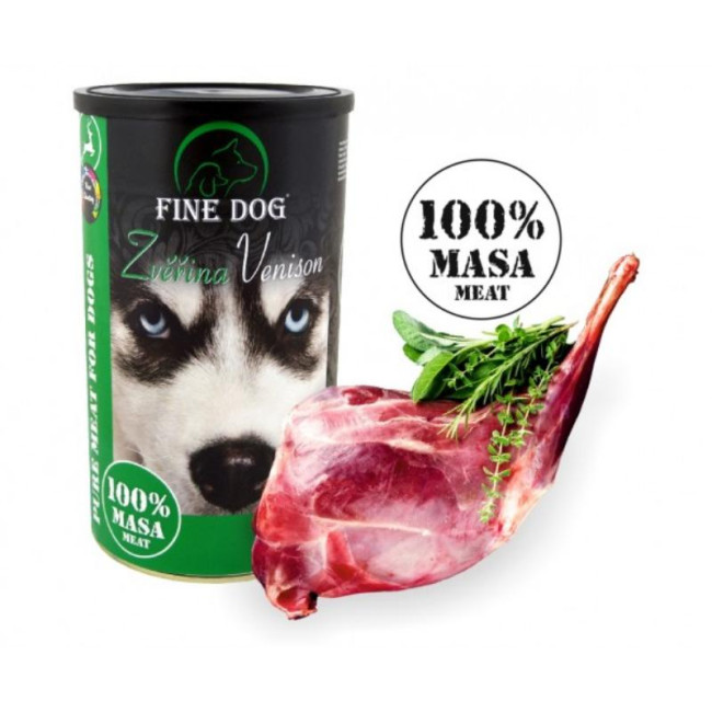 FINE DOG 100% konservs suņiem ar brieža gaļu 1200g (8)
