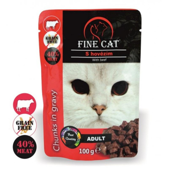 FINE CAT konservas katėms su jautiena 100g 22vnt