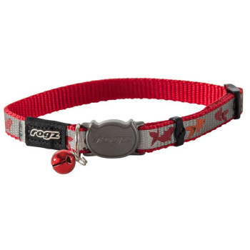 ROGZ Reflecto antkaklis katei raudonas su žuvytėm 11mm 20-31cm