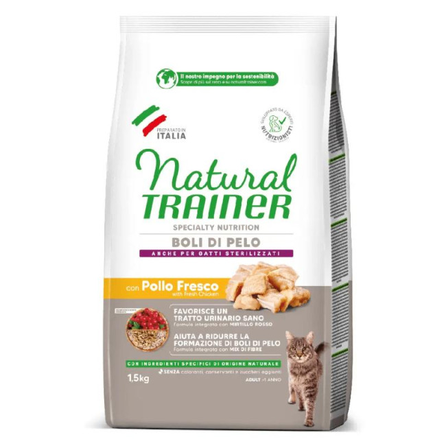 NATURAL TRAINER kaķiem pret matu veidošanos ar vistas gaļu 1.5kg (6)