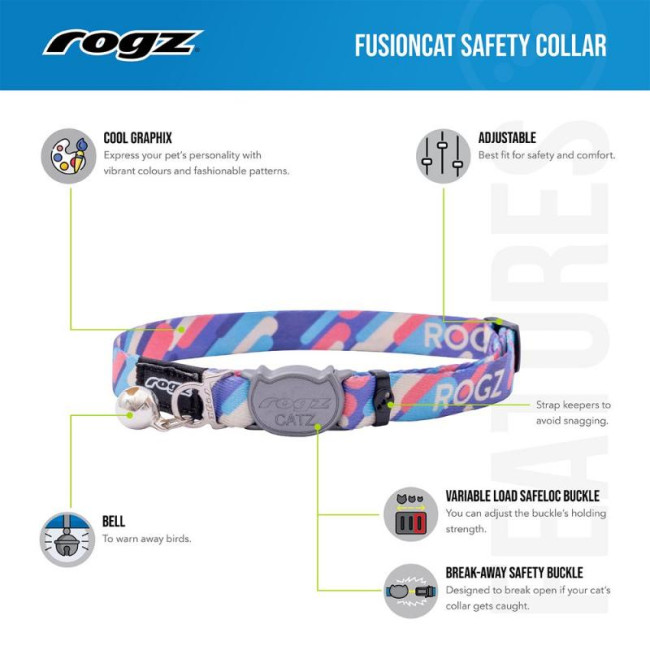 ROGZ FusionCat sarkana kakla siksna 11mm 20-31cm